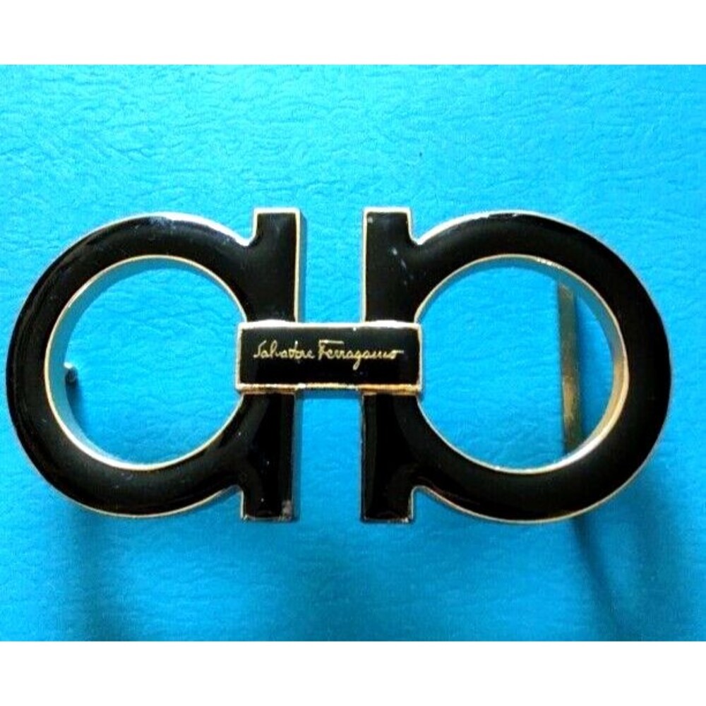 Men's Salvatore Ferragamo Black Gold Tone Big Buckle Only ! Length 5"